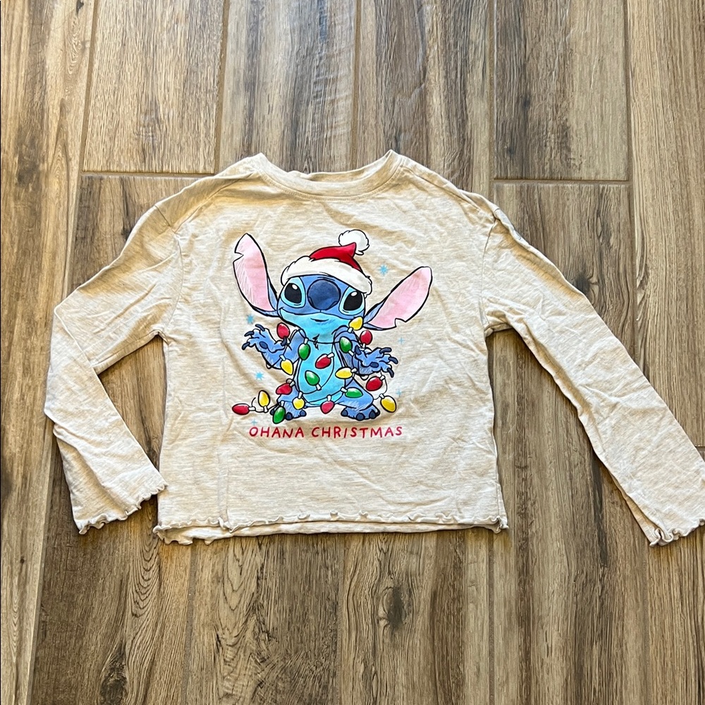Disney Stitch Ohana Christmas Kids Shirt - Heather Cream